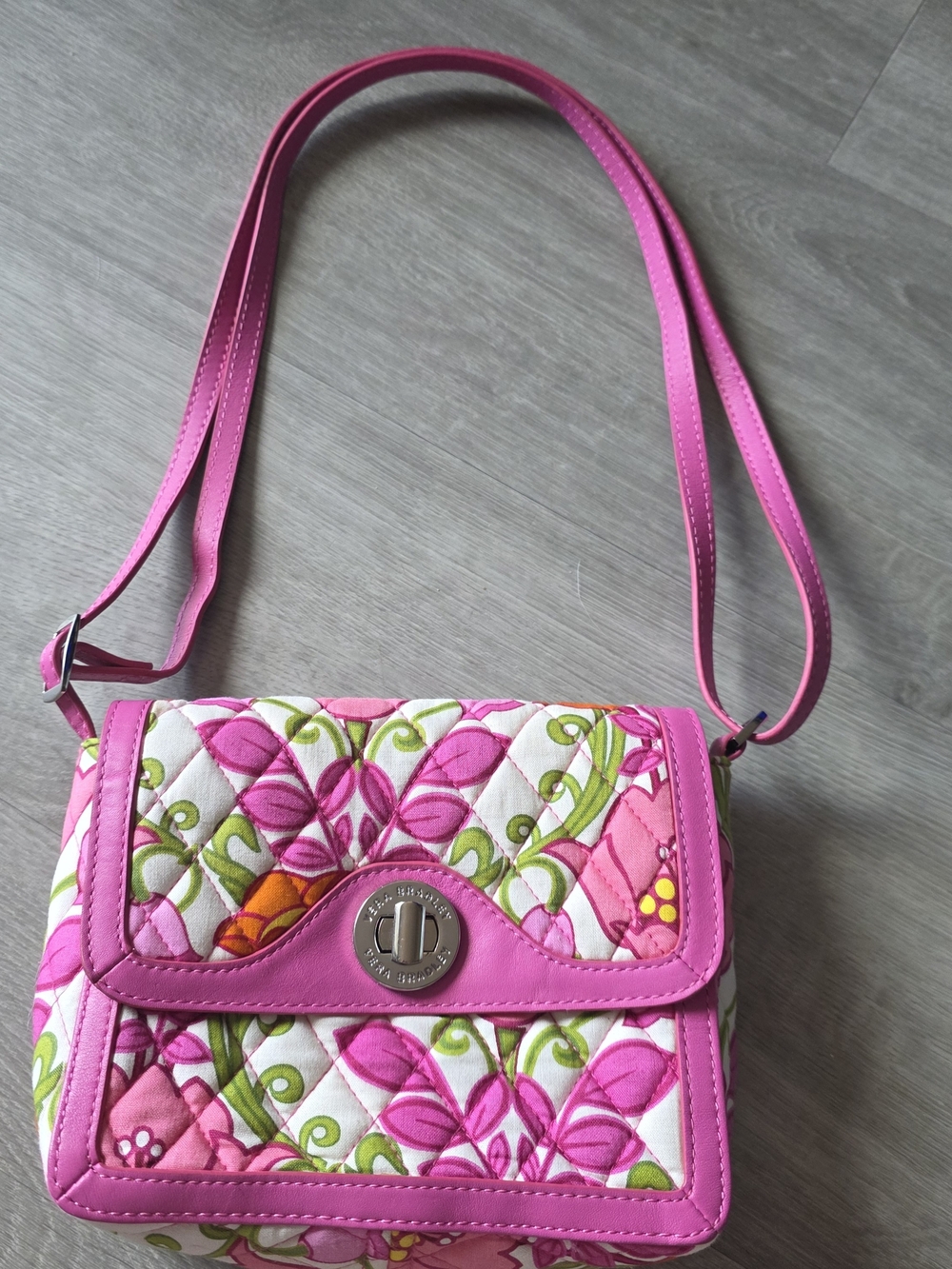 Vera Bradley "Lillie Bell" Floral Pattern Crossbody with Turn-Lock